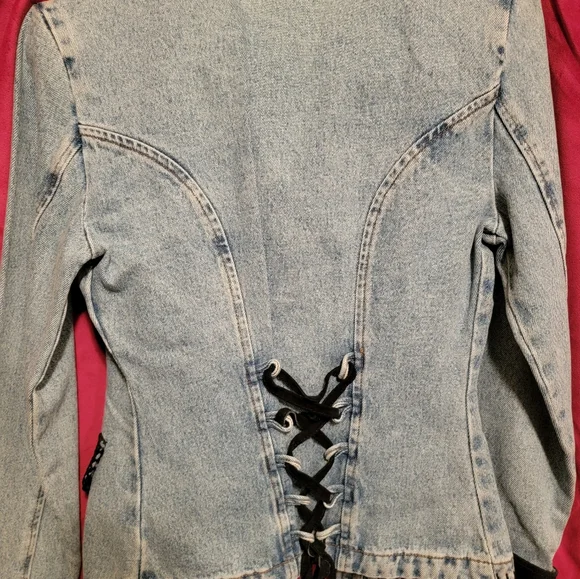 Vintage Authentic Denimes Original Jeans Mini Skirt and Blazer w/Suede. Size SM